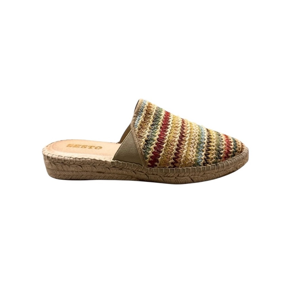 🌴 Sesto Meucci Backless fabric Mules Woven Design.